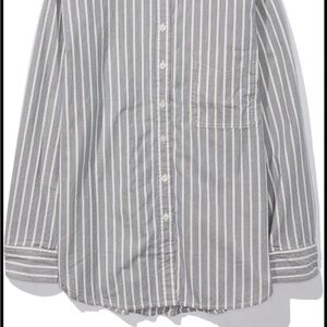 American Eagle Outfitters Gray and White Striped Shirt